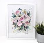 Load image into Gallery viewer, Blue And Pink Floral Art Print -8x10in, Simple Design, Flower Art, Home Decor
